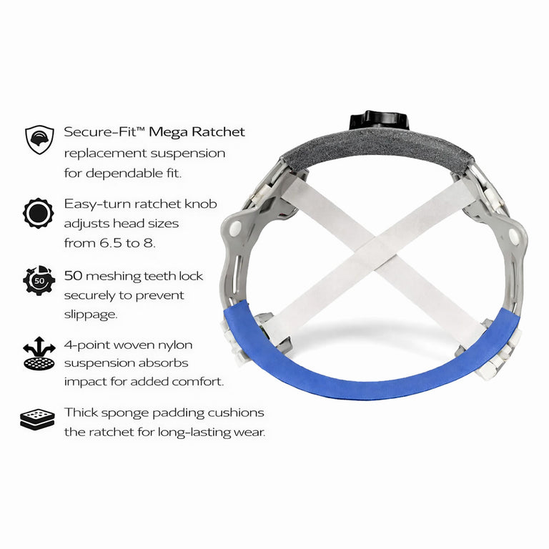 Delta Plus I-675R 4-Point Mega Ratchet Replacement Suspension, Americana Full Brim & Cap Style, 19460