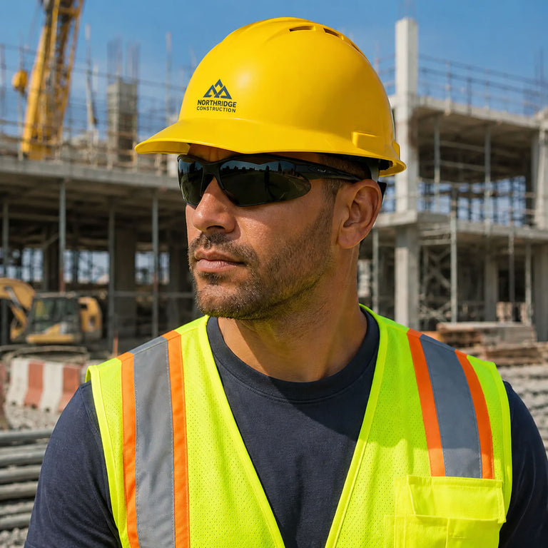 Custom Delta Plus Americana Vented Cap Style Hard Hat, 4-Point Mega Ratchet Suspension