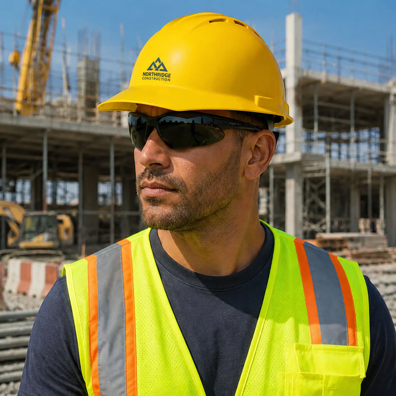 Custom Delta Plus Americana Vented Cap Style Hard Hat, 4-Point Mega Ratchet Suspension