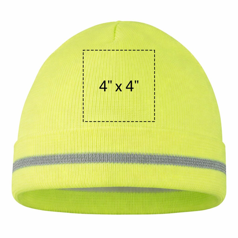 Customized Hi-Vis Reflective Beanie, LUX-KCR-P, 12 Pack