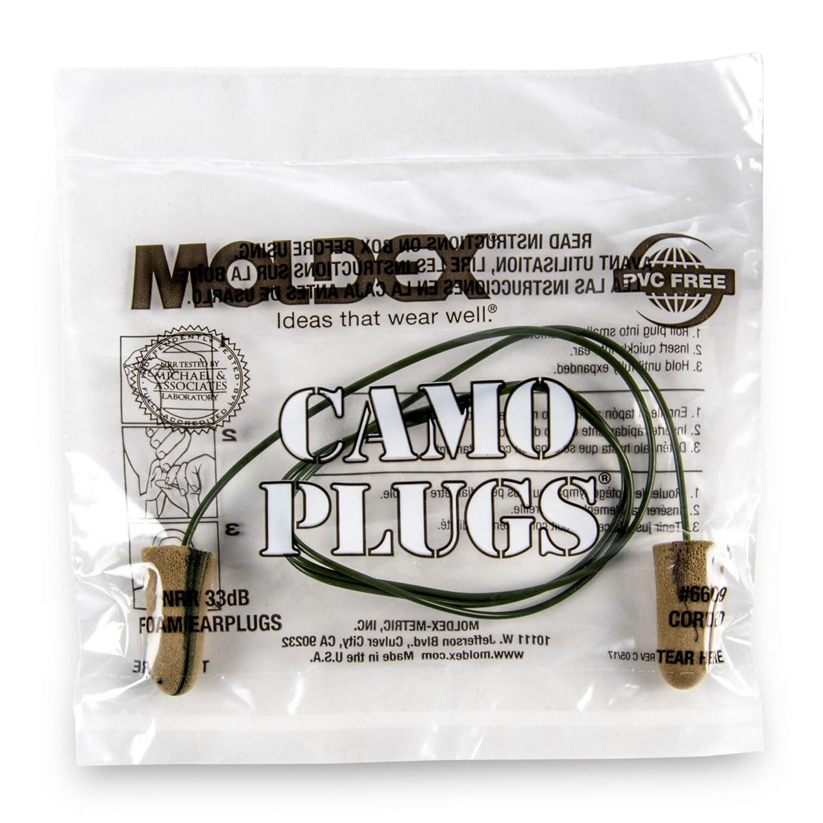 Moldex Camo Plugs Disposable Earplugs, NRR 33dB
