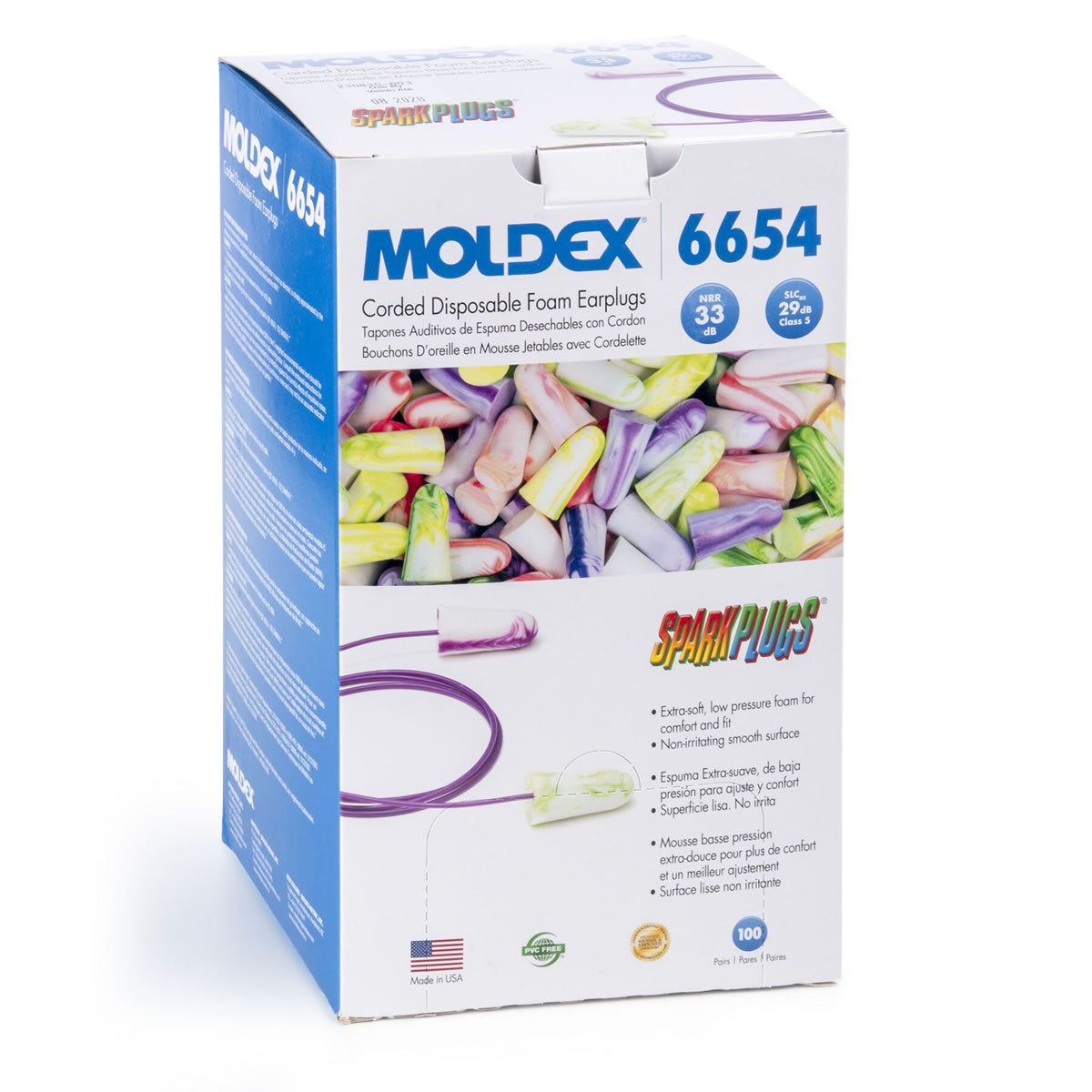 Moldex SparkPlugs Disposable Earplugs, NRR 33dB