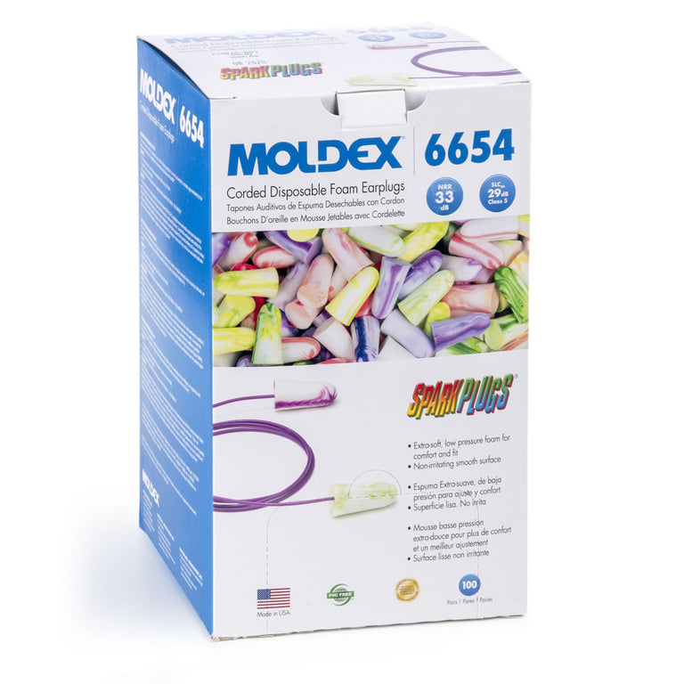 Moldex SparkPlugs Disposable Earplugs, NRR 33dB