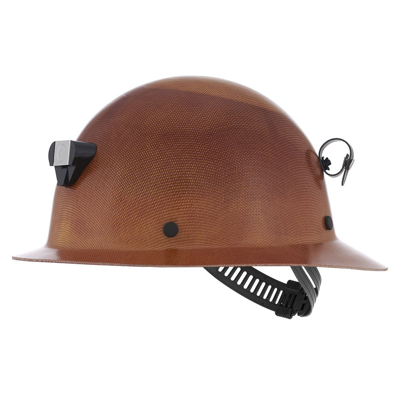 MSA Skullgard Full Brim Hard Hat, Staz-On Suspension with Lamp Bracket