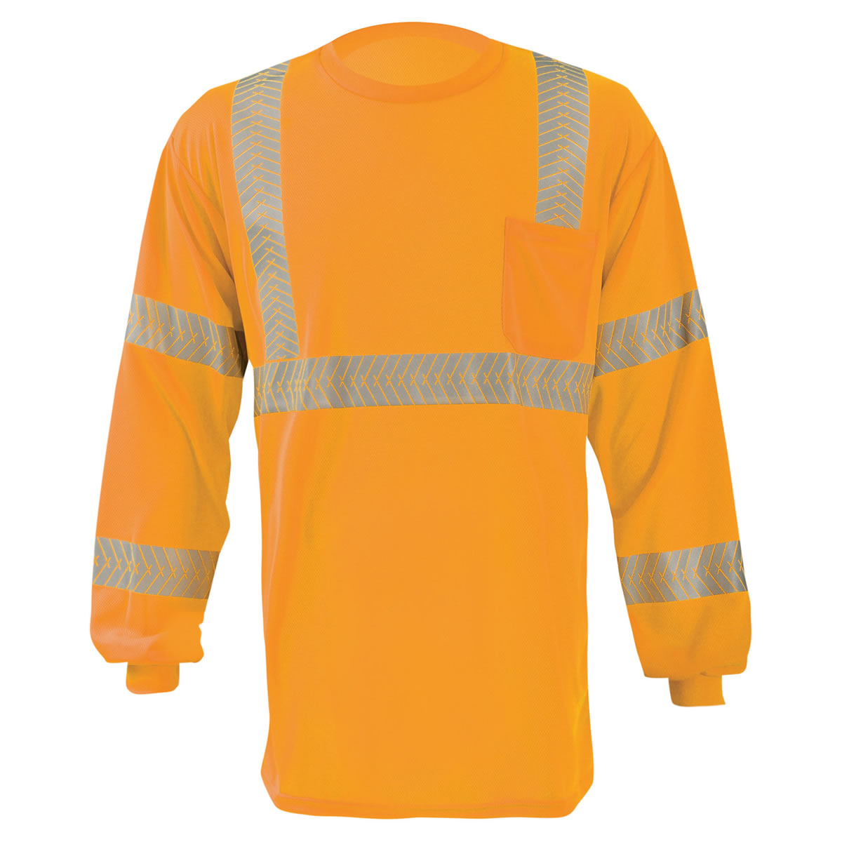 OccuNomix Type R Class 3 Hi-Vis Segmented Tape Long Sleeve T-Shirt, LUX-TLSP3B