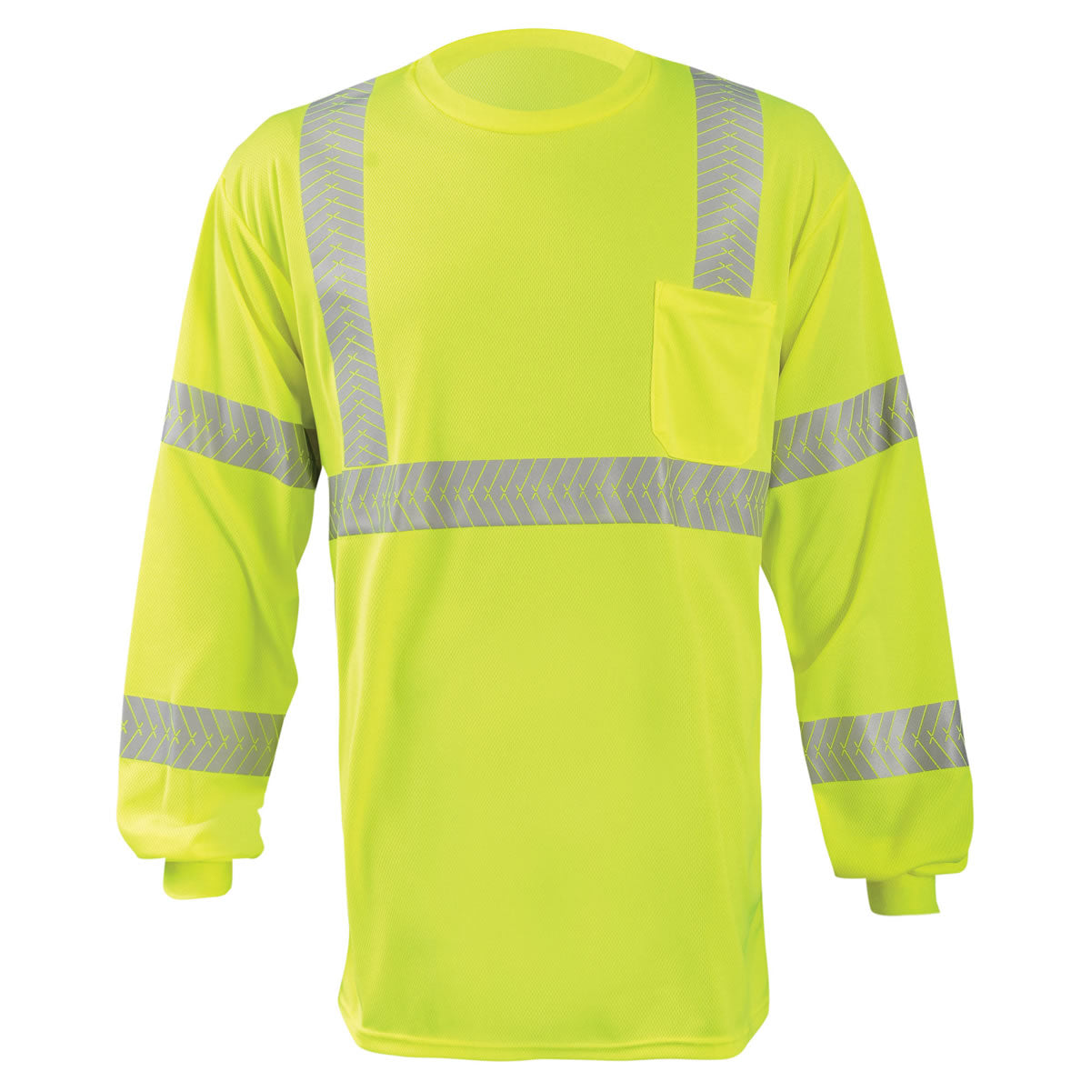 OccuNomix Type R Class 3 Hi-Vis Segmented Tape Long Sleeve T-Shirt, LUX-TLSP3B