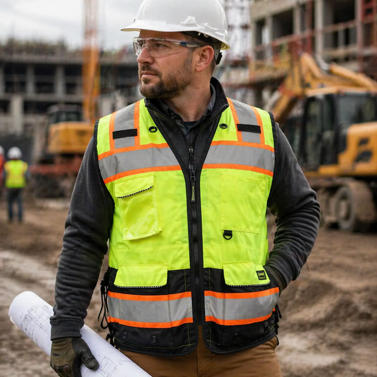 Hi-Vis Safety Vest, Heavy Duty Two-Tone Surveyor, Type R Class 2, SP-RHDS2B