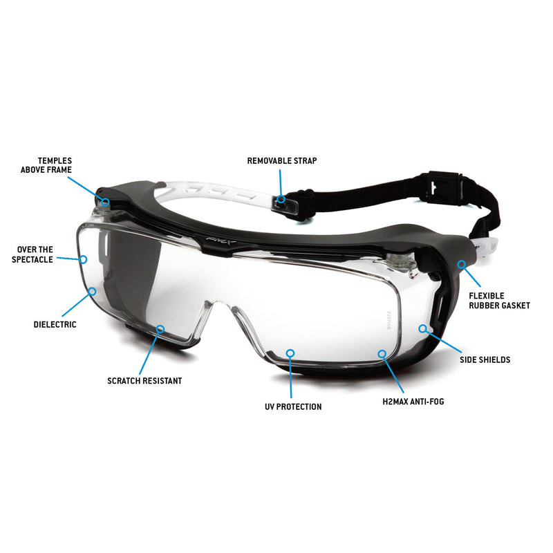 pyramex goggles Pyramex Cappture Plus S9910STMRG Safety Glasses, Clear H2MAX Anti Fog