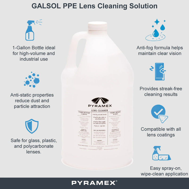 Pyramex GALSOL PPE Lens Cleaning Solution for Safety Glasses