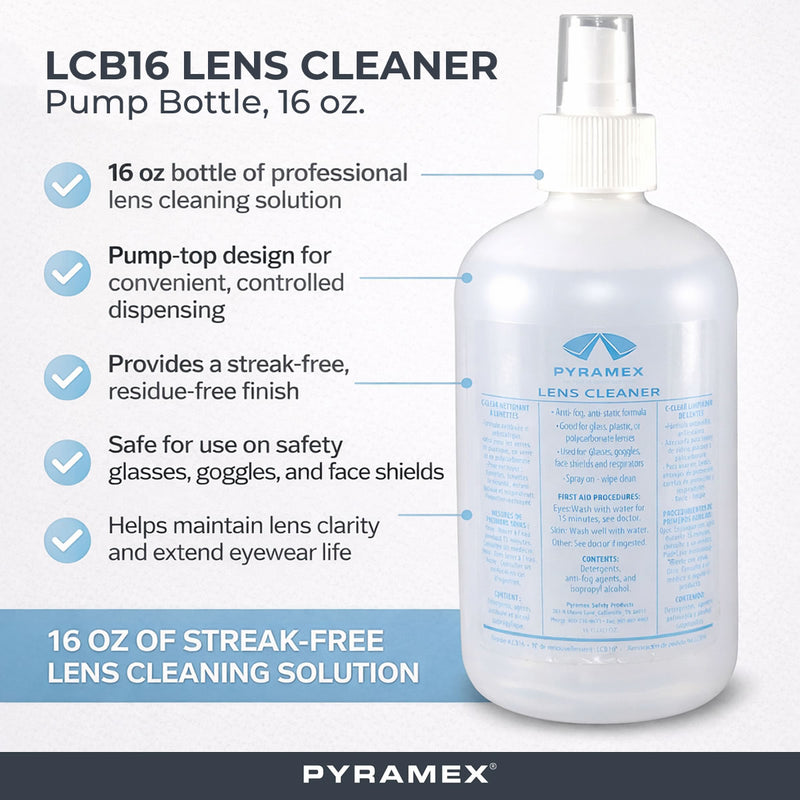 Pyramex LCB16 Lens Cleaner Pump Bottle, 16 oz