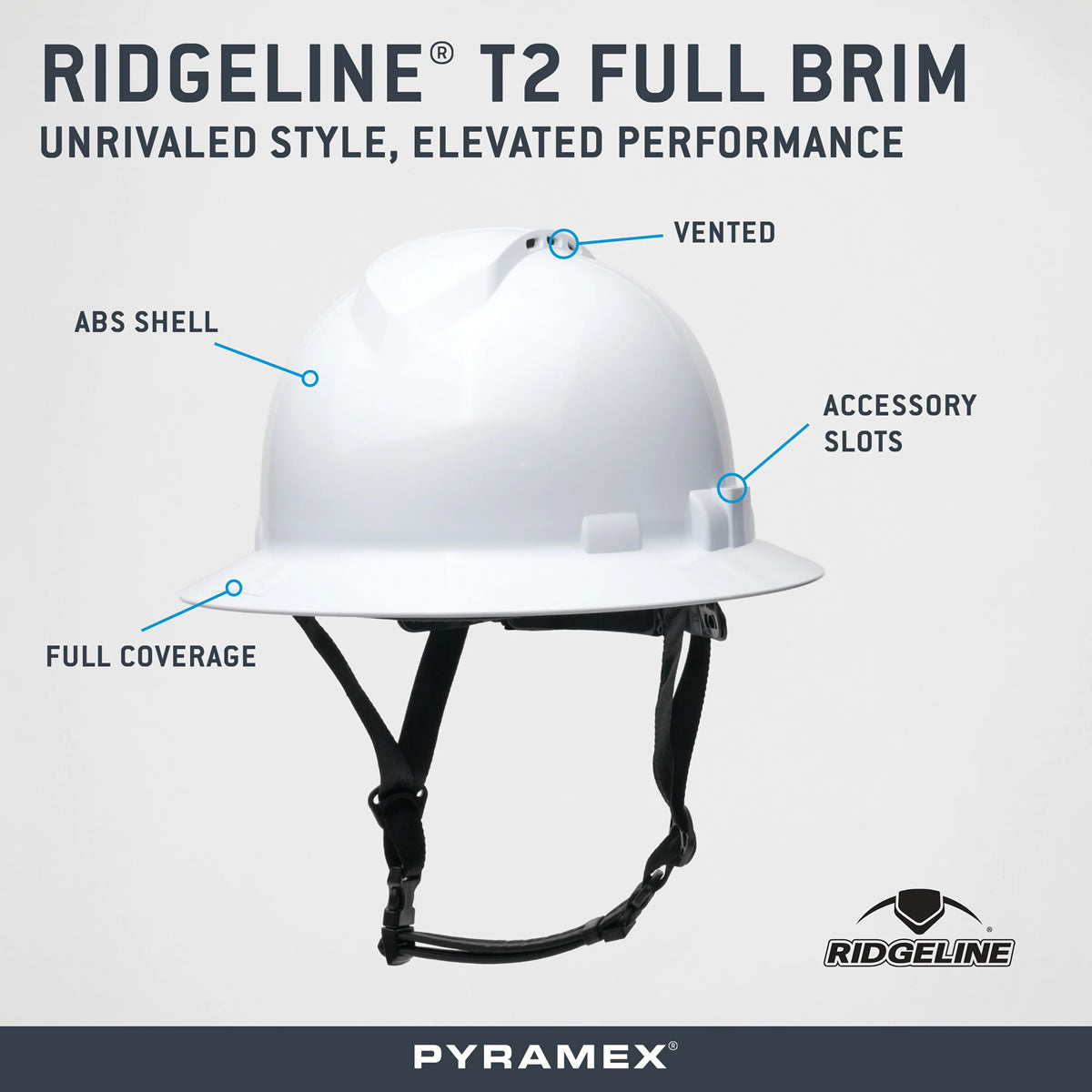 Pyramex Ridgeline T2 Type 2 Full Brim Vented Hard Hat