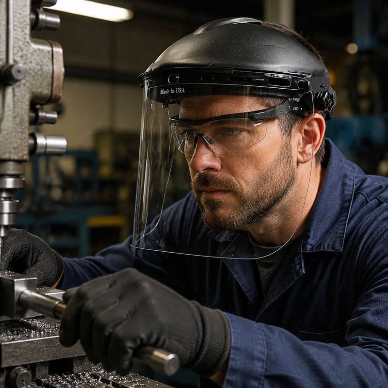 Pyramex Ridgeline Ratchet Headgear with Clear Polycarbonate Face Shield Combo - S1020 & HGBR, view 5 of 5