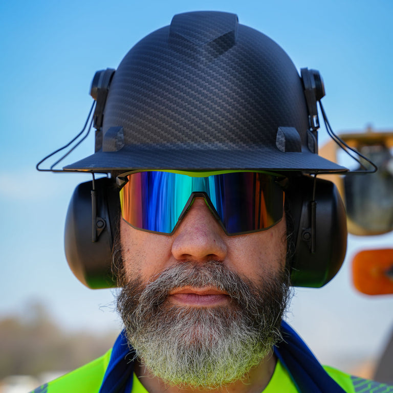 Pyramex Full Brim Hat Mounted Earmuffs, NRR 23dB, CMFB6010, Black