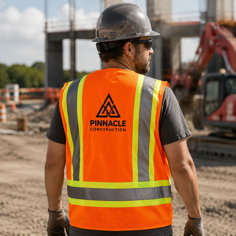Custom Pyramex RVZ24 Type R Class 2 Hi-Vis Surveyor's Mesh Back Safety Vest