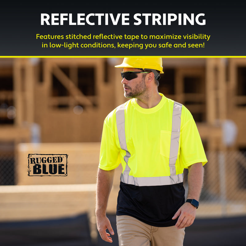 Rugged Blue Type R Class 2 Hi-Vis Black Bottom Short Sleeve T-Shirt