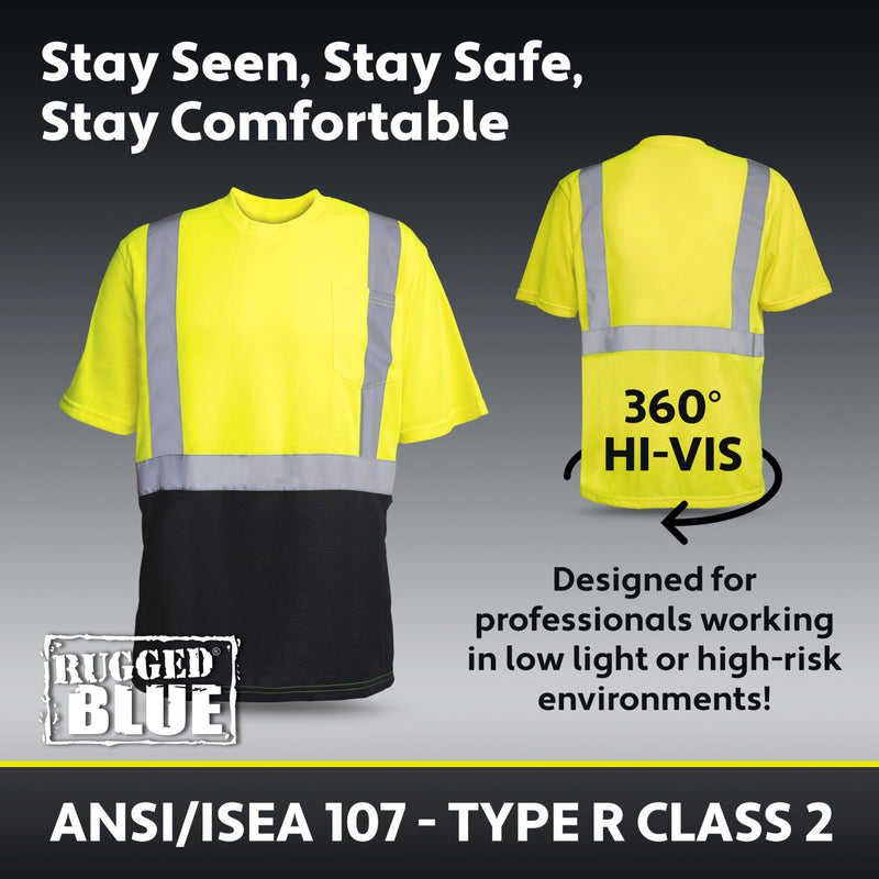 Rugged Blue Type R Class 2 Hi-Vis Black Bottom Short Sleeve T-Shirt