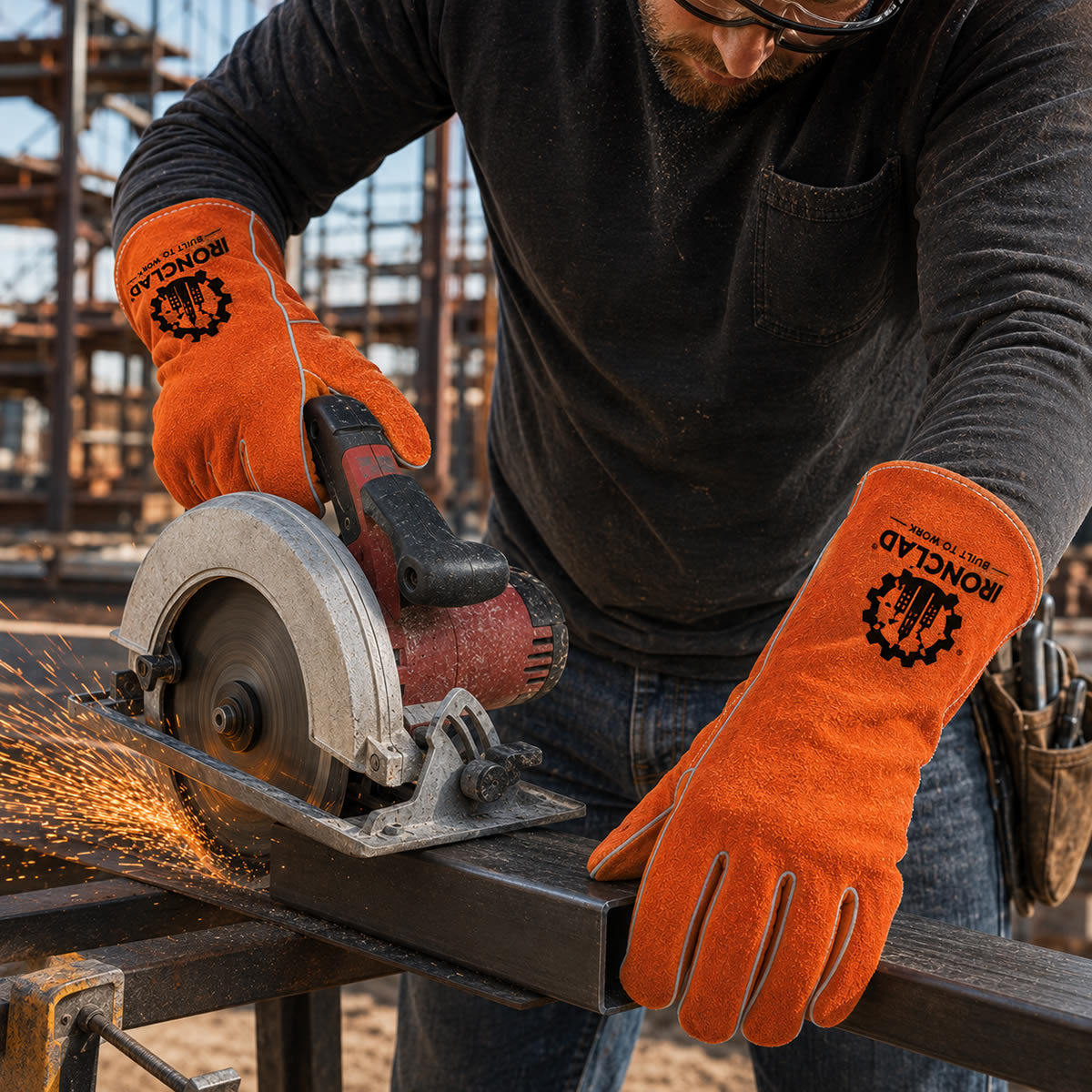 Custom Logo Black Stallion 110 Stick Welding Gloves, Select Shoulder Split Cowhide, 24 Pairs