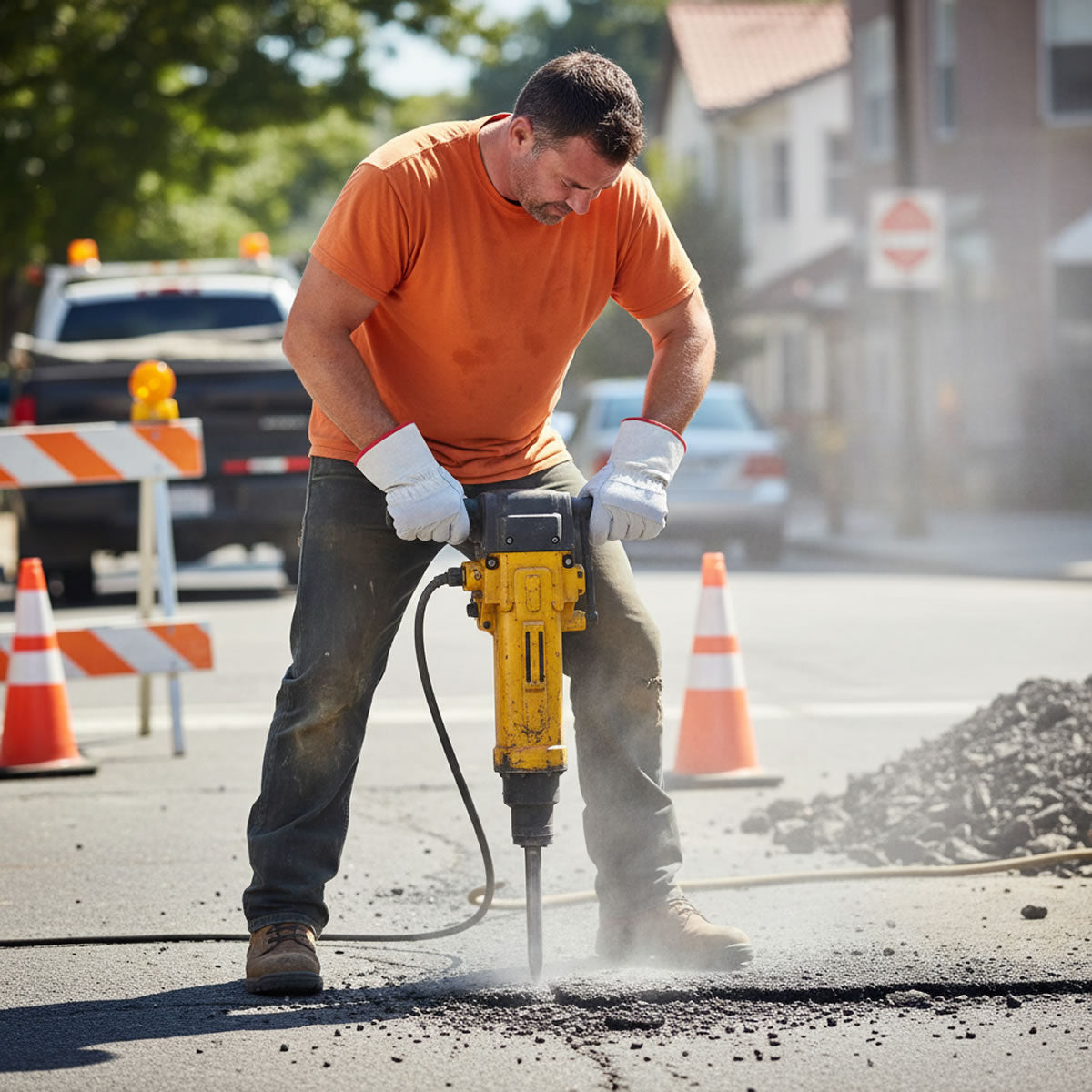 Rugged Blue GL160 Leather Palm Gloves