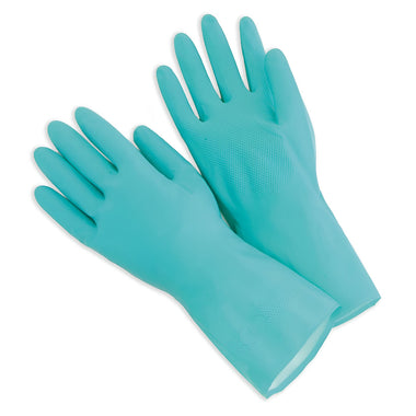 Rugged Blue GL620 Flock Lined Chemical Resistant Gloves, Green, 12 Pairs