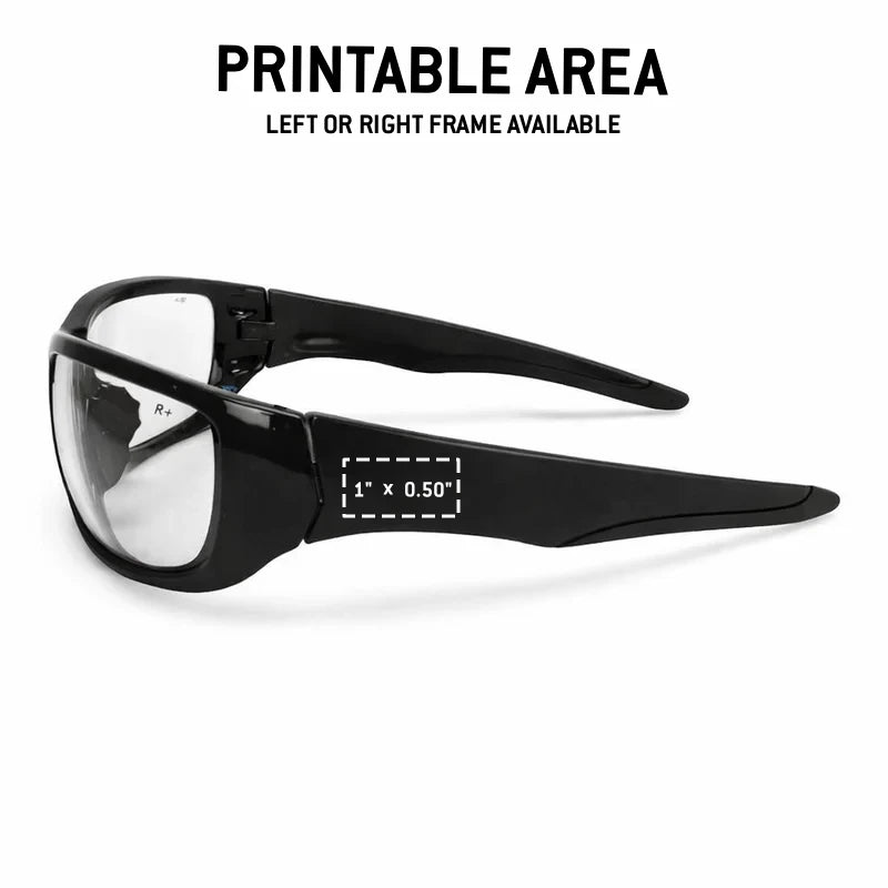 Custom Rugged Blue Bronto Safety Glasses, 12 Pack