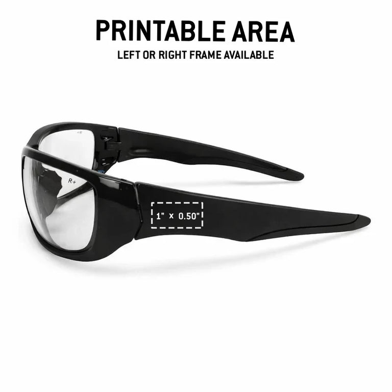 Custom Rugged Blue Bronto Safety Glasses, 12 Pack