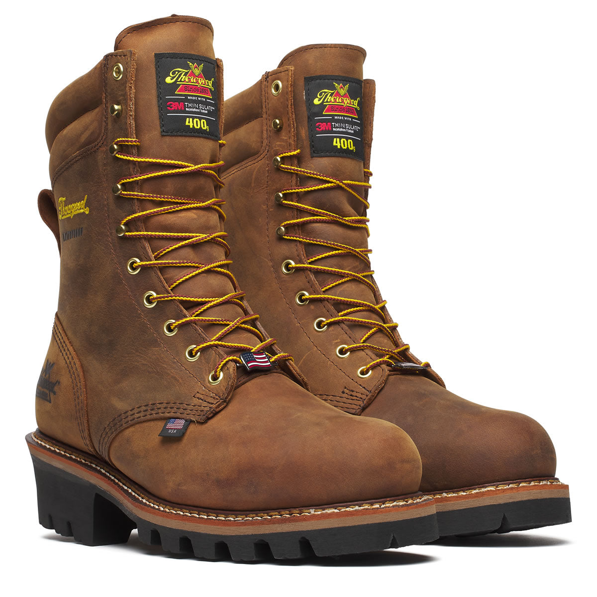 Thorogood Men's Logger Series 9" Insulated Waterproof Steel Toe Boots, 804-3554, Crazy Horse Brown