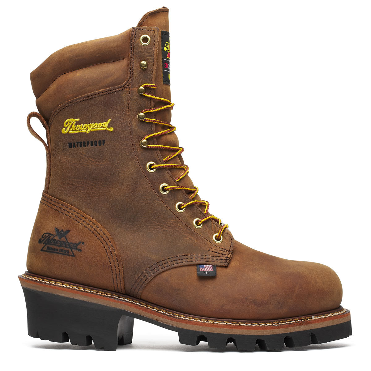 Thorogood Men's Logger Series 9" Insulated Waterproof Steel Toe Boots, 804-3554, Crazy Horse Brown