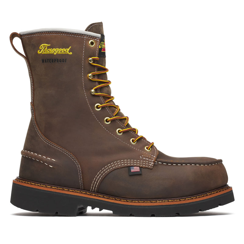 Thorogood Men's 1957 Series 8" Moc Toe MAXWear Wedge 90™ Waterproof Safety Toe Boots, 804-3898, Crazy Horse