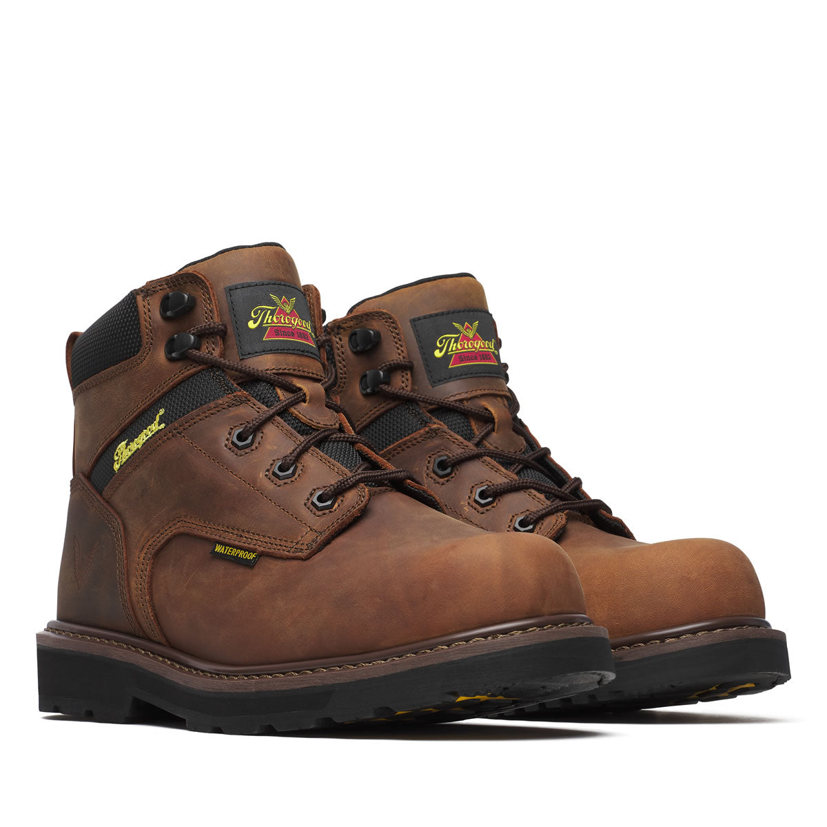 Thorogood Men's Jobsite Series 6" Waterproof Safety Toe Boots, 804-4143, Crazy Horse Brown