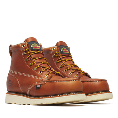 Thorogood Men's American Heritage 6" Moc Toe MAXWear Wedge™ Safety Toe Boots, 804-4200, Tobacco
