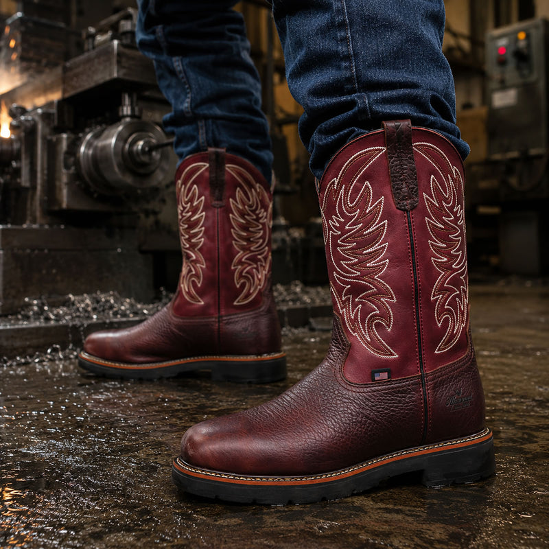 Thorogood Men's Western Work 11" Waterproof Safety Toe Boots, 804-4322, Crimson, view 5 of 5