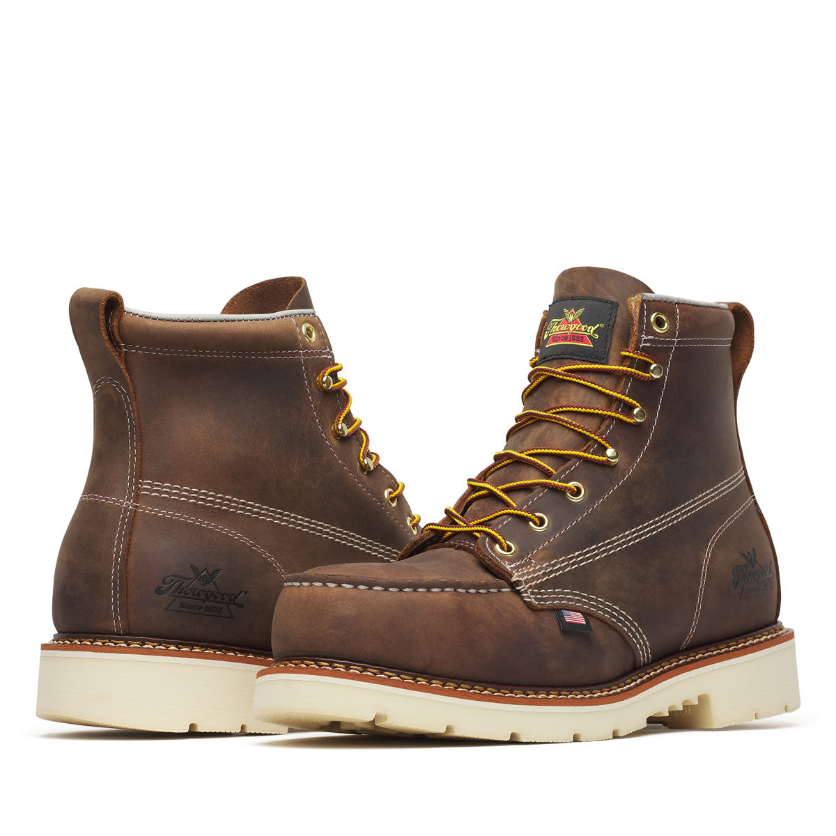 Thorogood Men's American Heritage 6" Trail Moc Toe MAXWear 90™ Safety Toe Boots, 804-4375, Crazy Horse
