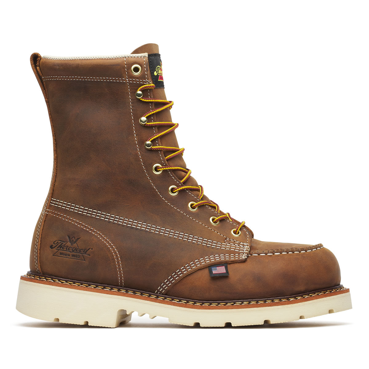 Thorogood Men's American Heritage 8" Trail Moc Toe MAXWear 90™ Safety Toe Boots, 804-4378, Crazy Horse