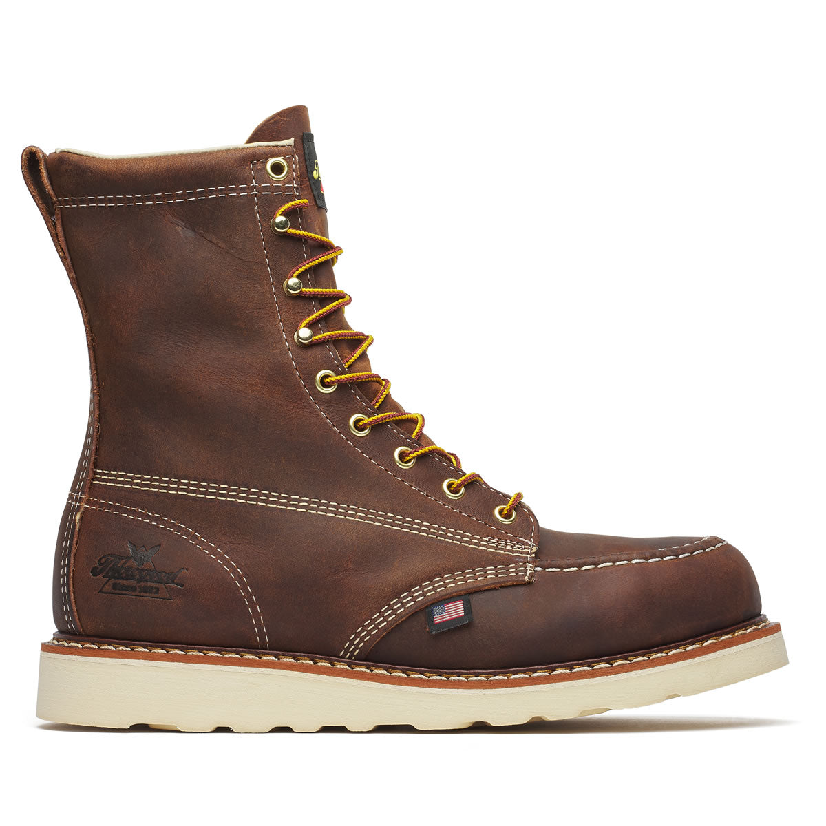 Thorogood Men's American Heritage 8" Trail Moc Toe MAXWear Wedge™ Safety Toe Boots, 804-4478, Crazy Horse