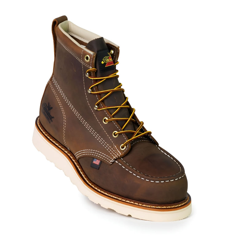 Thorogood Men's American Heritage 6" Trail Moc Toe MAXWear Wedge™ Safety Toe Boots, 804-4575, Crazy Horse