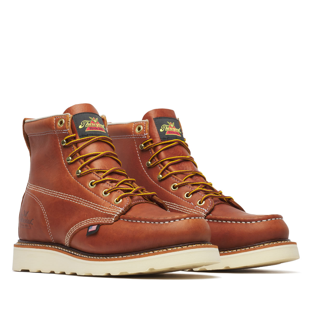 Thorogood Men's American Heritage 6" Moc Toe MAXWear Wedge™ Soft Toe Boots, 814-4200, Tobacco