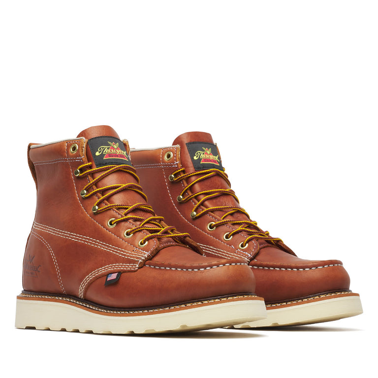 Thorogood Men's American Heritage 6" Moc Toe MAXWear Wedge™ Soft Toe Boots, 814-4200, Tobacco