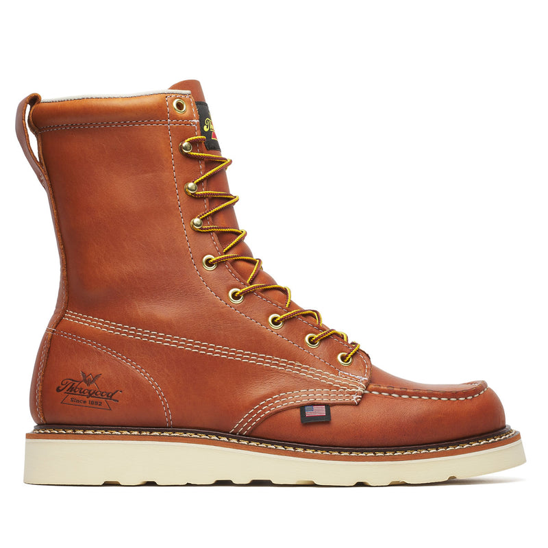 Thorogood Men's American Heritage 8" Moc Toe MAXWear Wedge™ Soft Toe Boots, 814-4201, Tobacco