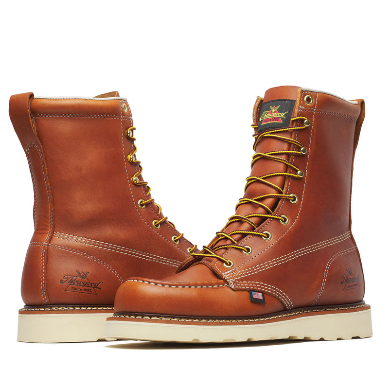 Thorogood Men's American Heritage 8" Moc Toe MAXWear Wedge™ Soft Toe Boots, 814-4201, Tobacco
