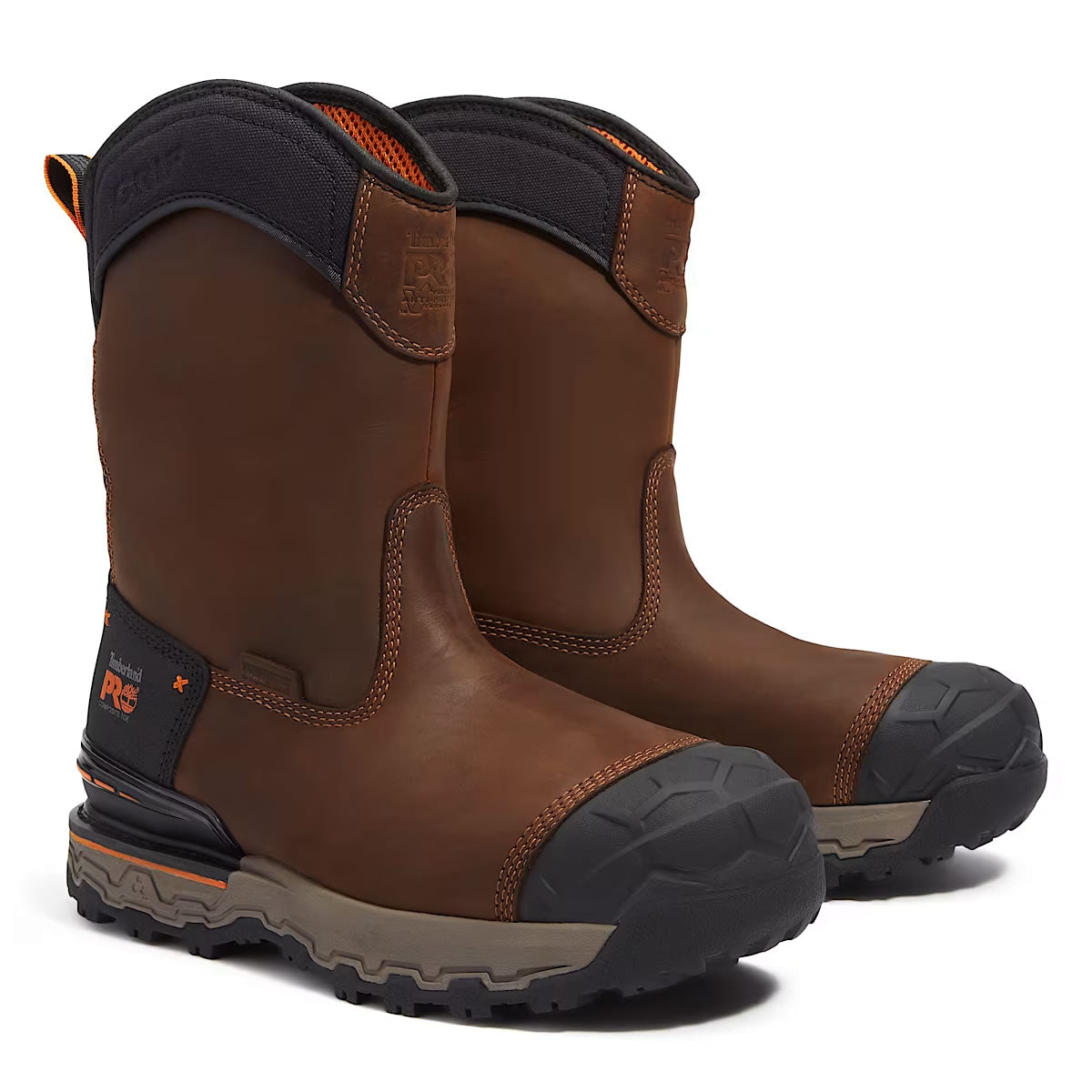 Timberland PRO Boondock Ultralight Pull-On Comp-Toe Waterproof Boots, TB0A6473EM4, Brown