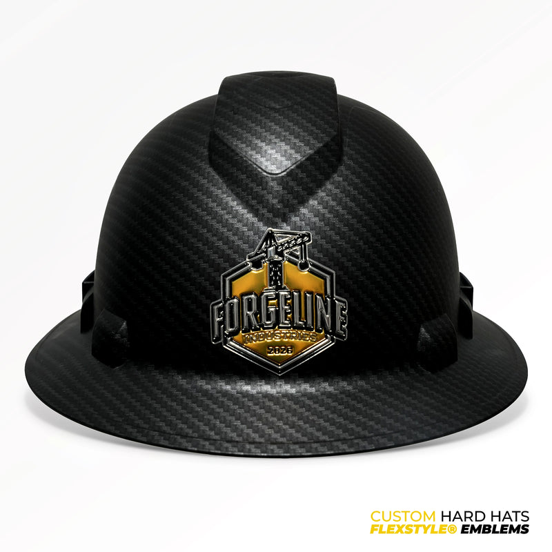 Custom 3D Pyramex Ridgeline Vented Full Brim Hard Hat 4-Point Ratchet Suspension