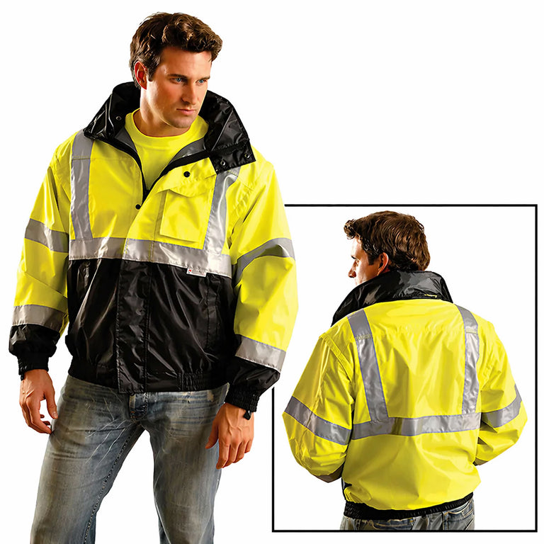 OccuNomix Type R Class 3 Hi-Vis 4-in-1 Black-Bottom Bomber Jacket, LUX-TJBJ-B
