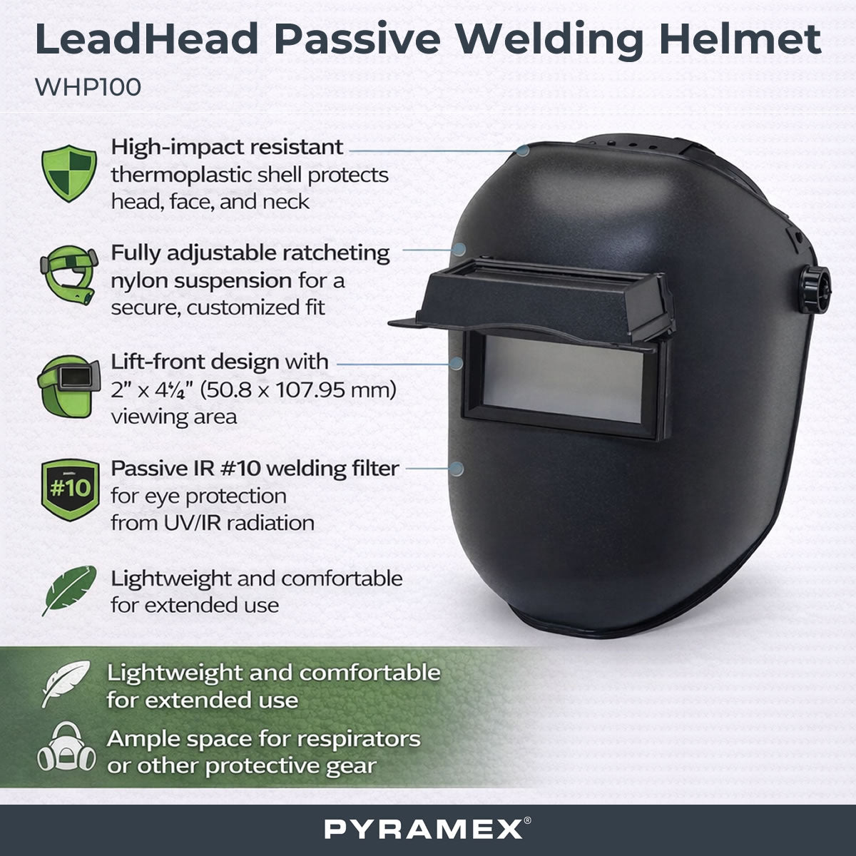 Pyramex LeadHead Passive Welding Helmet, WHP100