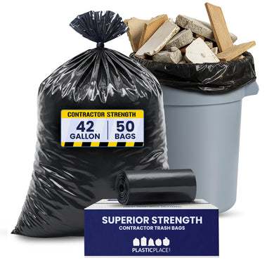 42 Gallon Contractor Trash Bags - Black, 50 Bags - 4 Mil