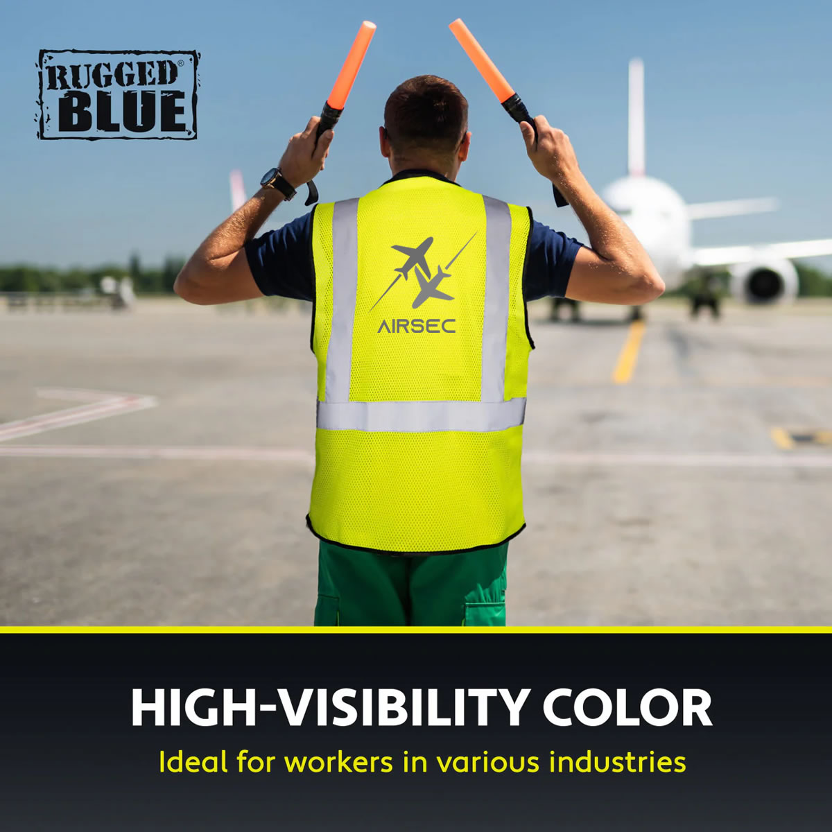 Custom Rugged Blue Type R Class 2 Hi-Vis Economy Mesh Safety Vest
