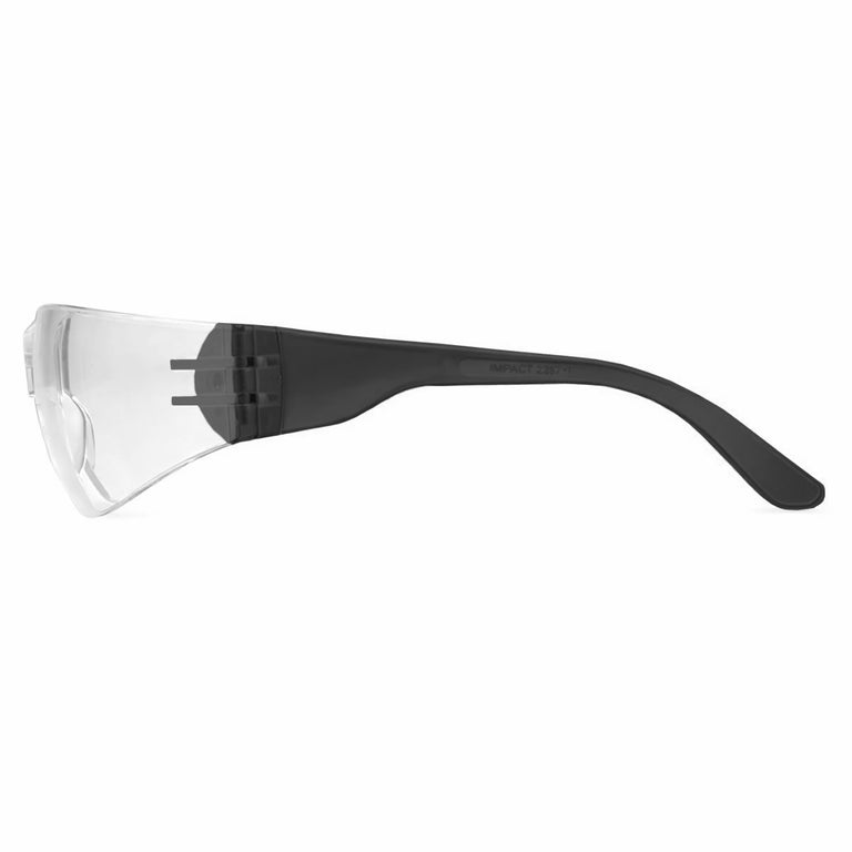 Rugged Blue Diablo Safety Glasses, Clear Lens, Black Frame, 12 Pack