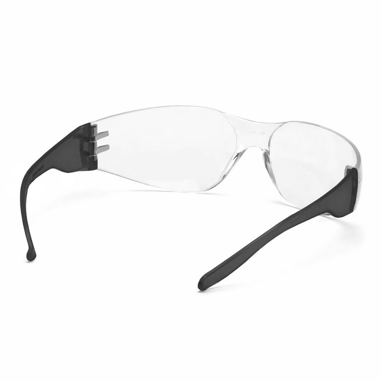 Rugged Blue Diablo Safety Glasses, Clear Lens, Black Frame, 12 Pack