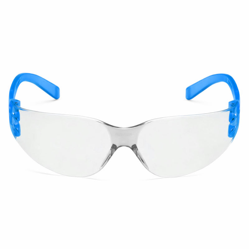 Rugged Blue Diablo Safety Glasses, Clear Lens, Blue Frame, 12 Pack