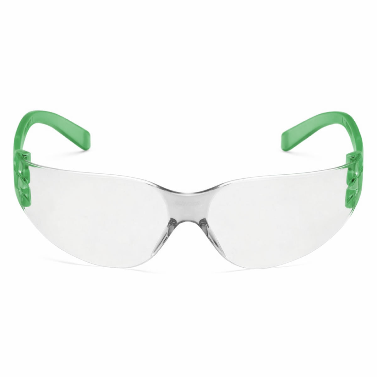 Rugged Blue Diablo Safety Glasses, Clear Lens, Green Frame, 12 Pack