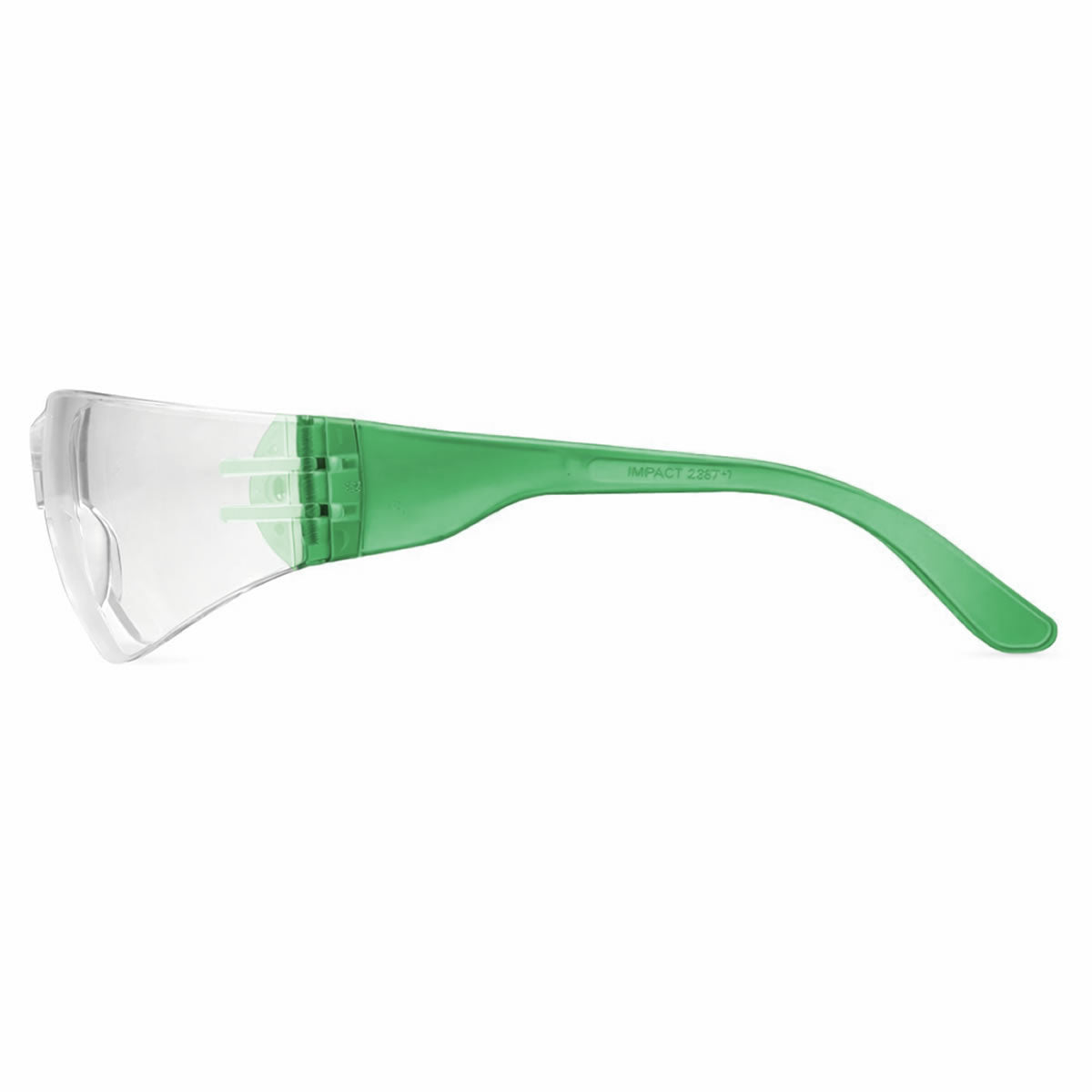 Rugged Blue Diablo Safety Glasses, Clear Lens, Green Frame, 12 Pack